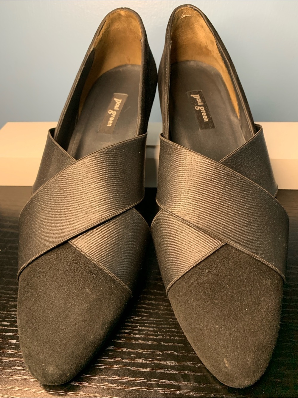 Paul Green Black Crisscross Pointed-Toe Heels